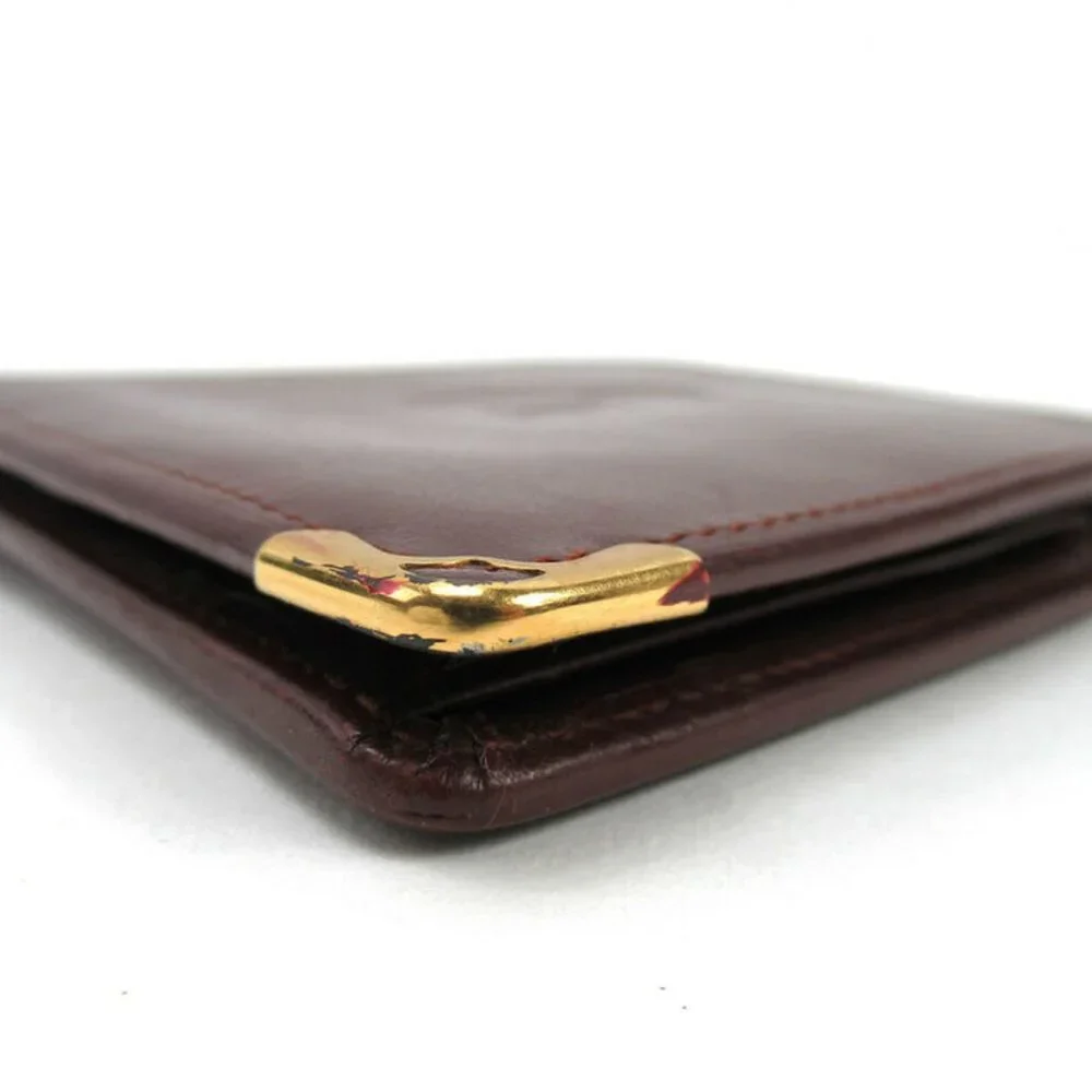 AUTH Cartier wallets mast line Bordeaux leather